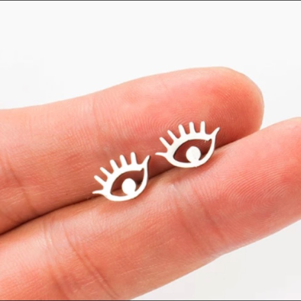 Stainless Steel Eye Stud Earrings - Picture 1 of 4